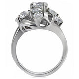 High polished (no plating) Stainless Steel Ring with AAA Grade CZ  in Clear