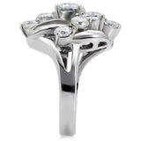High polished (no plating) Stainless Steel Ring with AAA Grade CZ  in Clear
