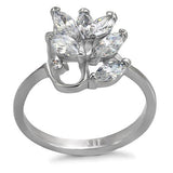 High polished (no plating) Stainless Steel Ring with AAA Grade CZ  in Clear