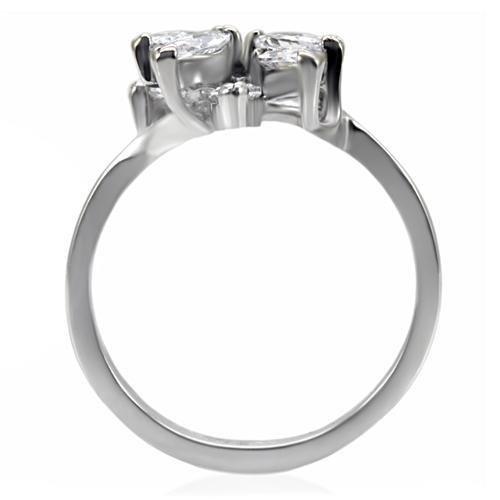 High polished (no plating) Stainless Steel Ring with AAA Grade CZ  in Clear