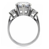High polished (no plating) Stainless Steel Ring with AAA Grade CZ  in Clear