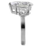 High polished (no plating) Stainless Steel Ring with AAA Grade CZ  in Clear
