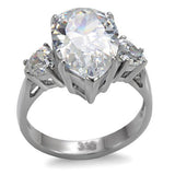 High polished (no plating) Stainless Steel Ring with AAA Grade CZ  in Clear
