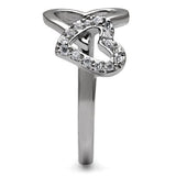 High polished (no plating) Stainless Steel Ring with AAA Grade CZ  in Clear