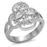 High polished (no plating) Stainless Steel Ring with AAA Grade CZ  in Clear