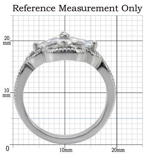 High polished (no plating) Stainless Steel Ring with AAA Grade CZ  in Clear