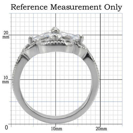 High polished (no plating) Stainless Steel Ring with AAA Grade CZ  in Clear