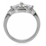 High polished (no plating) Stainless Steel Ring with AAA Grade CZ  in Clear
