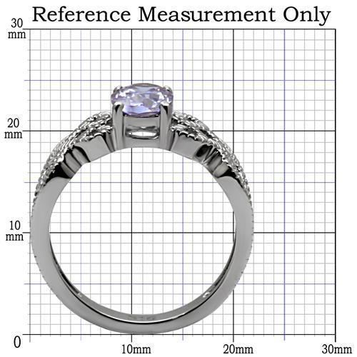 High polished (no plating) Stainless Steel Ring with AAA Grade CZ  in Light Amethyst