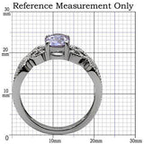 High polished (no plating) Stainless Steel Ring with AAA Grade CZ  in Light Amethyst