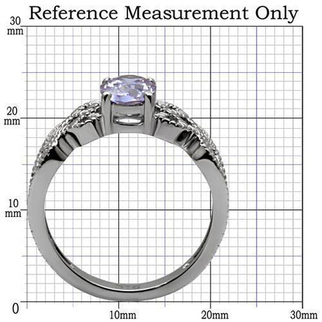 High polished (no plating) Stainless Steel Ring with AAA Grade CZ  in Light Amethyst