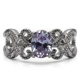 High polished (no plating) Stainless Steel Ring with AAA Grade CZ  in Light Amethyst