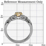 High polished (no plating) Stainless Steel Ring with AAA Grade CZ  in Champagne
