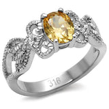 High polished (no plating) Stainless Steel Ring with AAA Grade CZ  in Champagne
