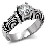 High polished (no plating) Stainless Steel Ring with AAA Grade CZ  in Clear