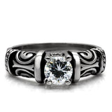 High polished (no plating) Stainless Steel Ring with AAA Grade CZ  in Clear