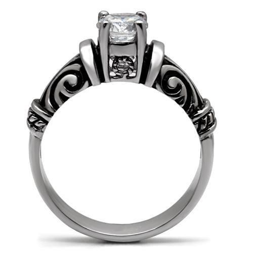 High polished (no plating) Stainless Steel Ring with AAA Grade CZ  in Clear