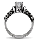 High polished (no plating) Stainless Steel Ring with AAA Grade CZ  in Clear