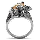 High polished (no plating) Stainless Steel Ring with AAA Grade CZ  in Champagne