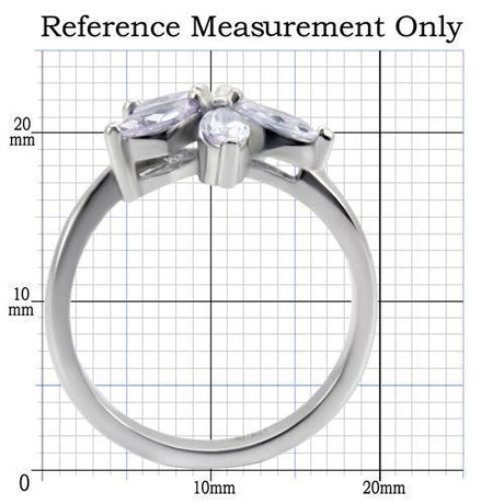 High polished (no plating) Stainless Steel Ring with AAA Grade CZ  in Light Amethyst