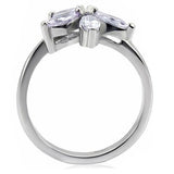 High polished (no plating) Stainless Steel Ring with AAA Grade CZ  in Light Amethyst