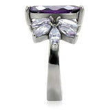 High polished (no plating) Stainless Steel Ring with AAA Grade CZ  in Amethyst