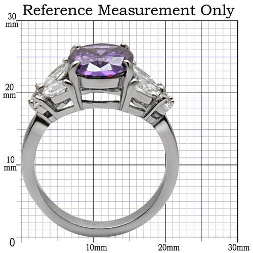 High polished (no plating) Stainless Steel Ring with AAA Grade CZ  in Amethyst