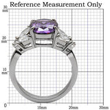 High polished (no plating) Stainless Steel Ring with AAA Grade CZ  in Amethyst