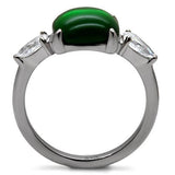 High polished (no plating) Stainless Steel Ring with Synthetic Synthetic Glass in Emerald