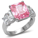 High polished (no plating) Stainless Steel Ring with AAA Grade CZ  in Rose