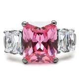 High polished (no plating) Stainless Steel Ring with AAA Grade CZ  in Rose