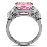 High polished (no plating) Stainless Steel Ring with AAA Grade CZ  in Rose