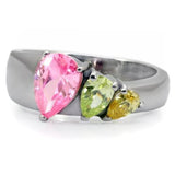 High polished (no plating) Stainless Steel Ring with AAA Grade CZ  in Multi Color