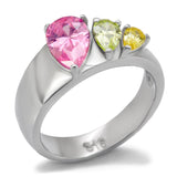 High polished (no plating) Stainless Steel Ring with AAA Grade CZ  in Multi Color