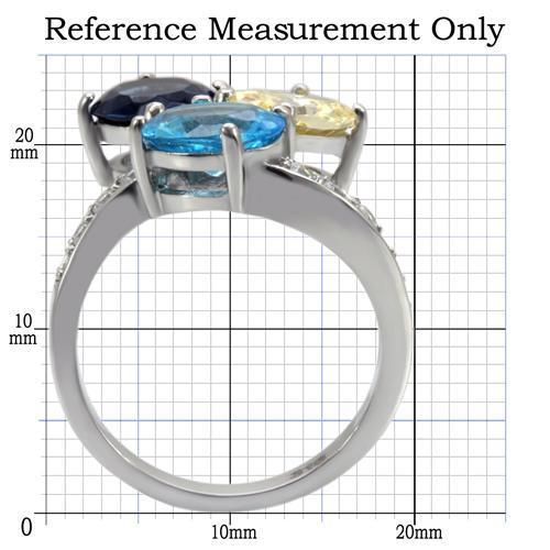 High polished (no plating) Stainless Steel Ring with Synthetic Synthetic Glass in Multi Color
