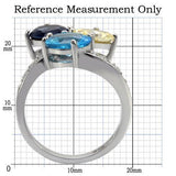 High polished (no plating) Stainless Steel Ring with Synthetic Synthetic Glass in Multi Color