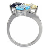 High polished (no plating) Stainless Steel Ring with Synthetic Synthetic Glass in Multi Color