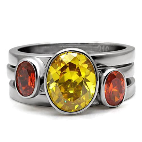 Stainless Steel, AAA CZ , Multi Color - TK095