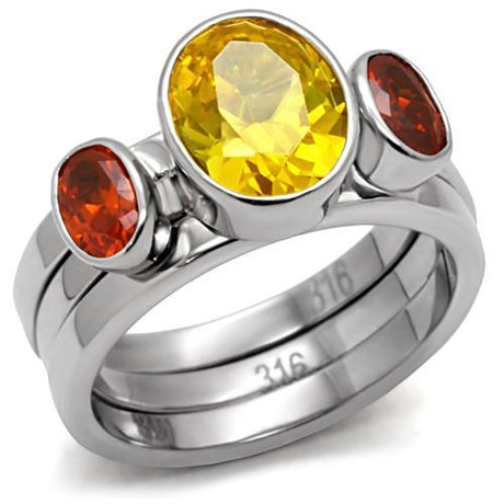 Stainless Steel, AAA CZ , Multi Color - TK095