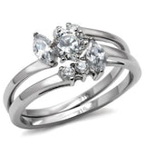 High polished (no plating) Stainless Steel Ring with AAA Grade CZ  in Clear