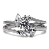High polished (no plating) Stainless Steel Ring with AAA Grade CZ  in Clear
