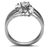 High polished (no plating) Stainless Steel Ring with AAA Grade CZ  in Clear