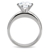 High polished (no plating) Stainless Steel Ring with AAA Grade CZ  in Clear