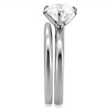 High polished (no plating) Stainless Steel Ring with AAA Grade CZ  in Clear