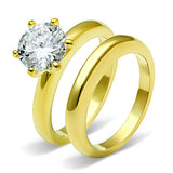 IP Gold(Ion Plating) Stainless Steel Ring with AAA Grade CZ  in Clear