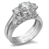 High polished (no plating) Stainless Steel Ring with AAA Grade CZ  in Clear