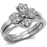 High polished (no plating) Stainless Steel Ring with AAA Grade CZ  in Clear