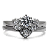 High polished (no plating) Stainless Steel Ring with AAA Grade CZ  in Clear