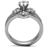High polished (no plating) Stainless Steel Ring with AAA Grade CZ  in Clear