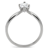 High polished (no plating) Stainless Steel Ring with AAA Grade CZ  in Clear